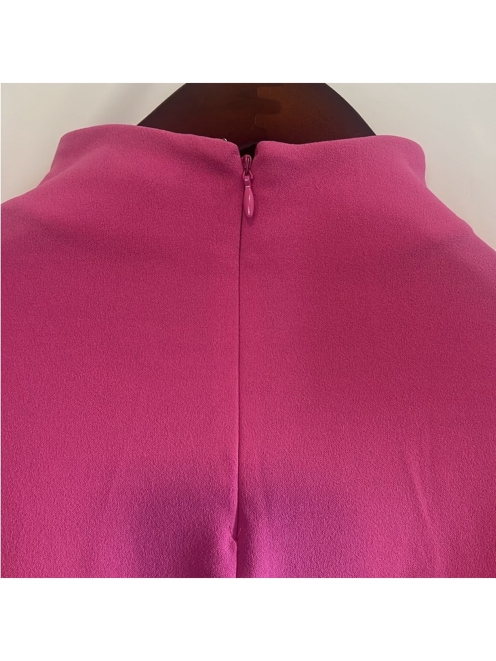 Women's High-Neck Puff Shoulder Top - Hot Pink - Picture 2 of 2